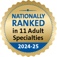 Gold badge indicates national ranking in 11 adult specialties